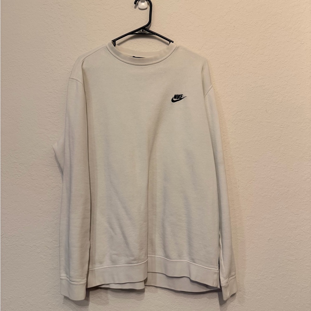 Nike White Crewneck Sweatshirt with Black Swoosh